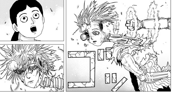 维碧嘉沙重击自身头部，抵抗机械控制（ONE原作第153话）